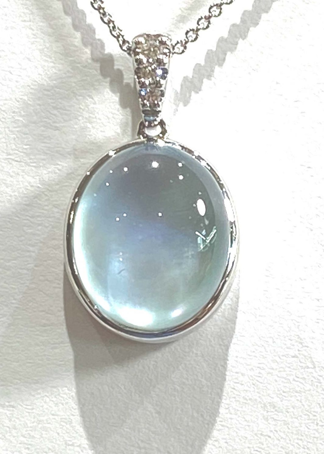 14K White Gold And Blue Moon Necklace