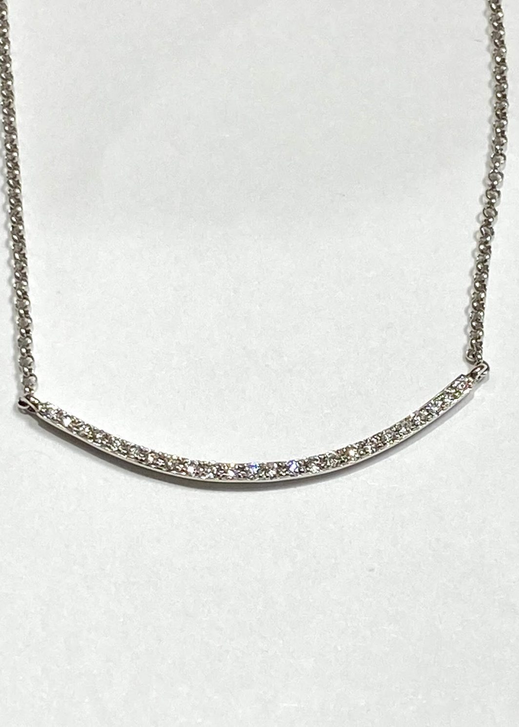 Curved Diamond Bar Gold Necklace