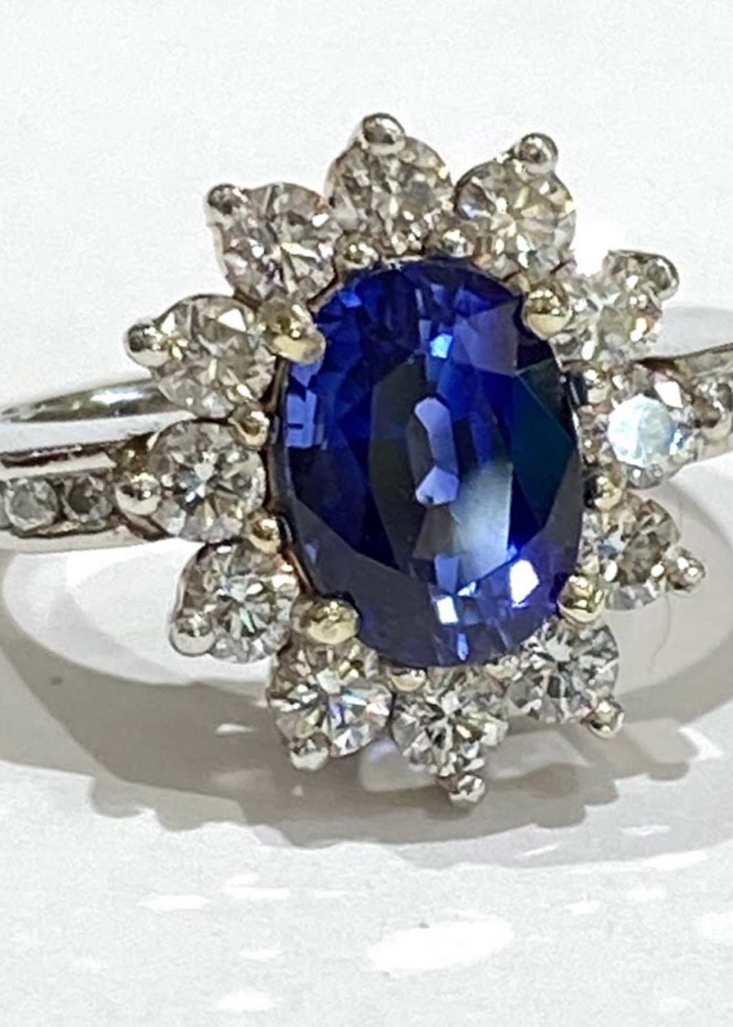 Platinum Diamond Ring with Sapphire