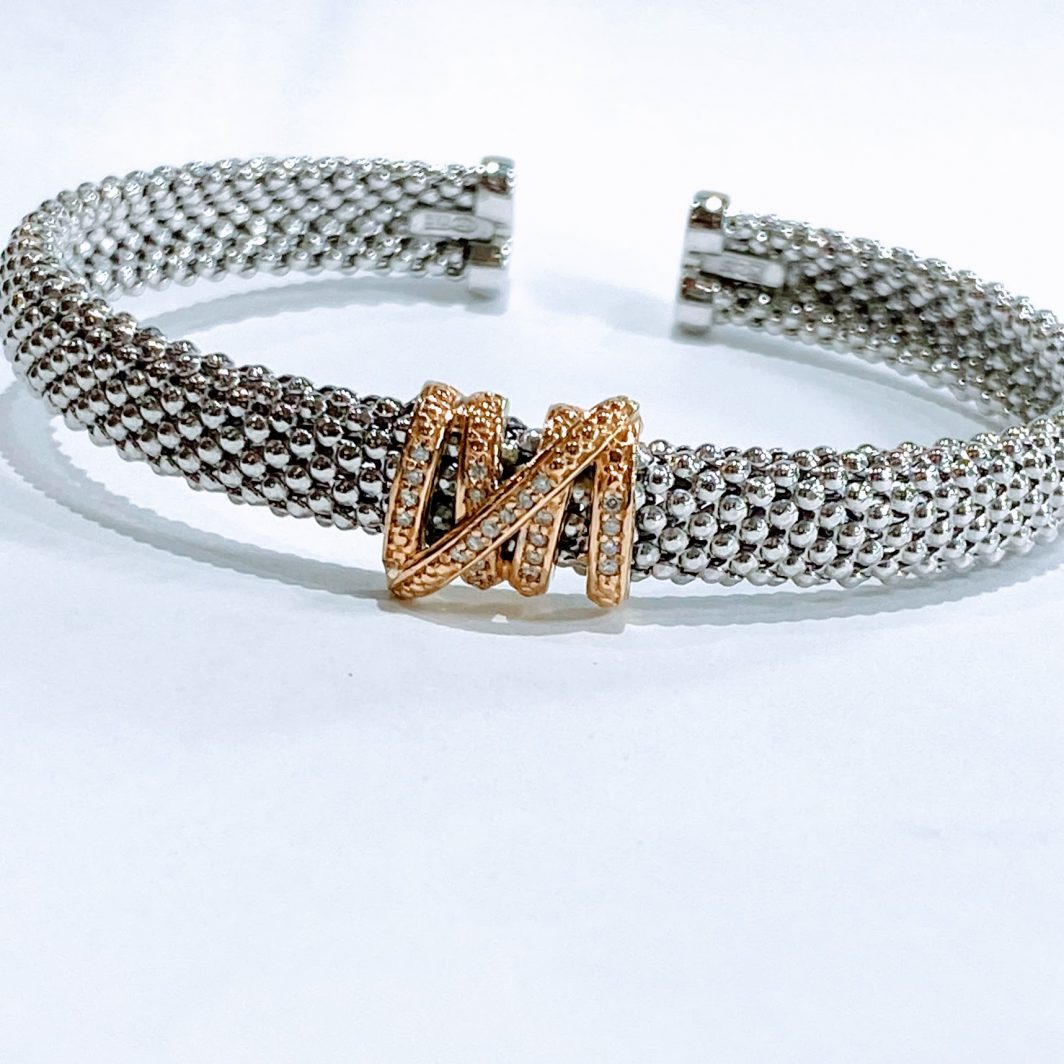Sterling Silver With Yellow Gold and Diamond Attachment Bracelet