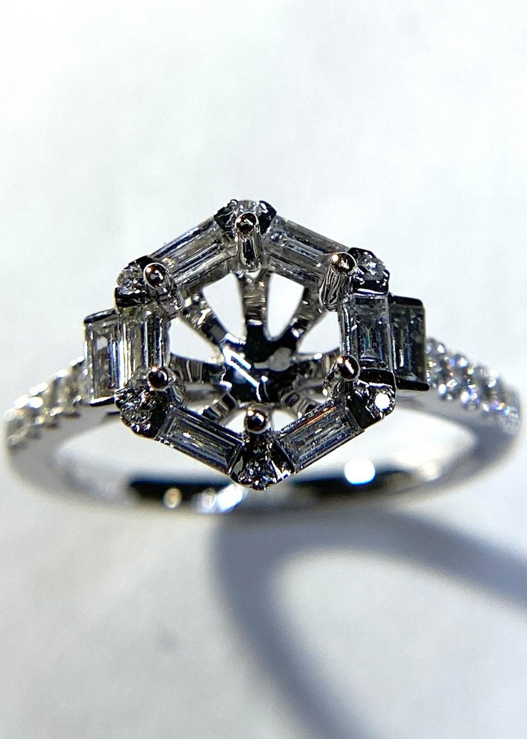 Diamond Octagonal Halo Engagement Ring