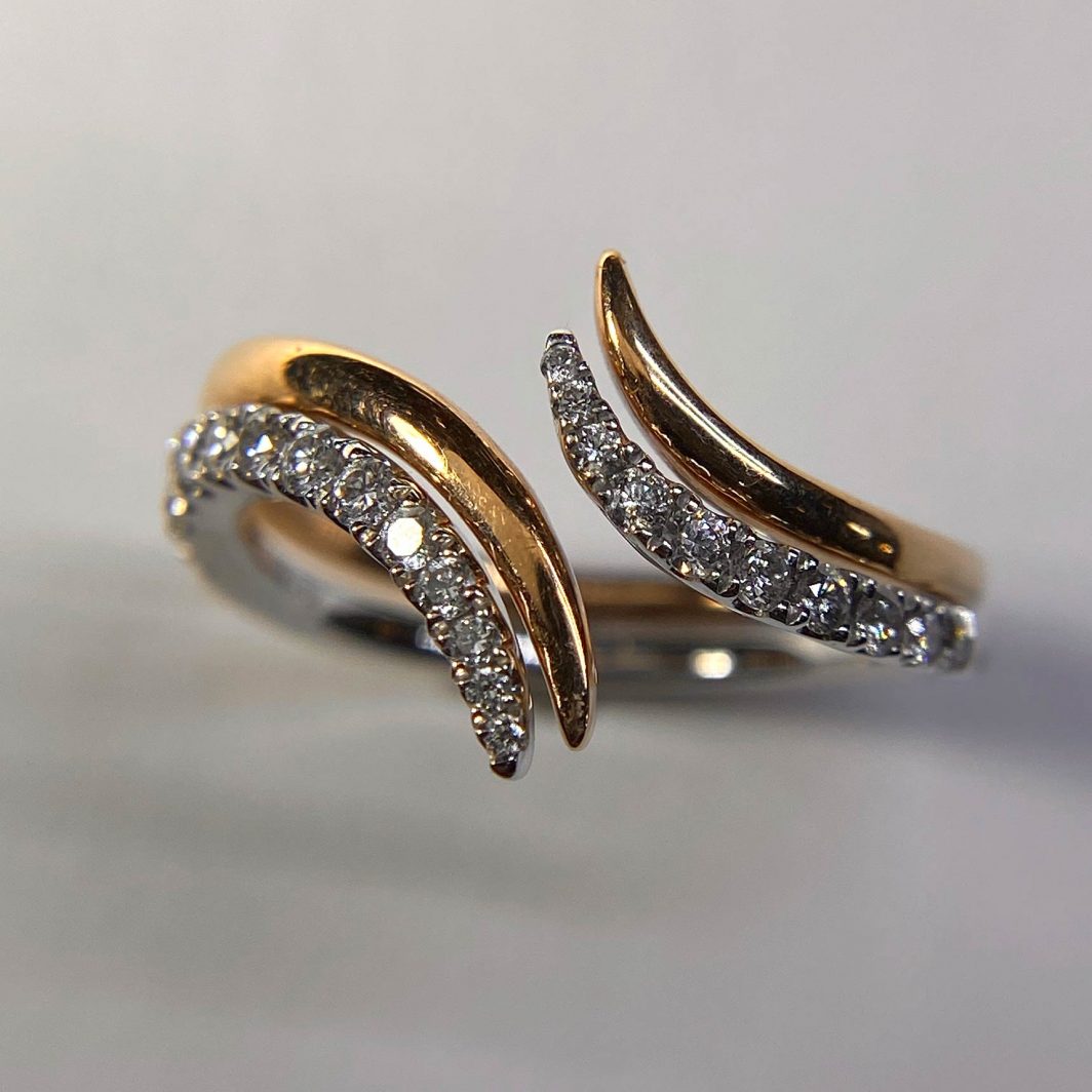 Two Piece Diamond Open Bypass Ring
