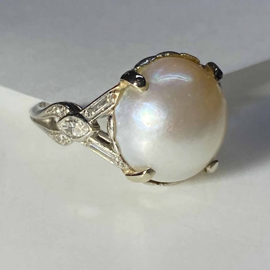 Mabe Pearl and Diamond Ring